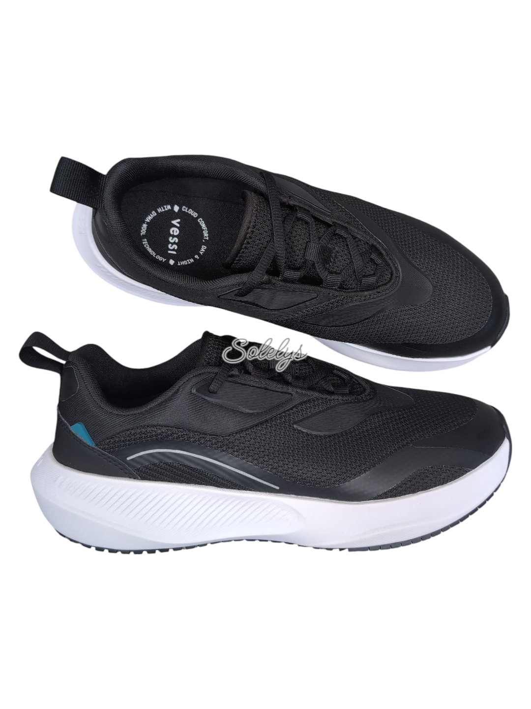 Vessi Tidal Womens 11 Black On White Waterproof Dyma-Tex Vegan Lace Up Sneaker